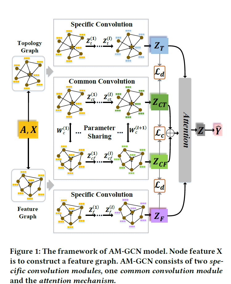 AM-GCN: Adaptive Multi-channel Graph Convolutional Networks